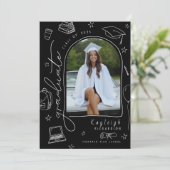 白黒レトロ写真の卒業発表 案内状 (スタンド正面)