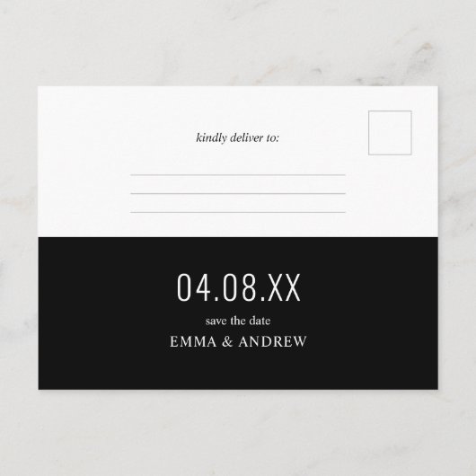 白黒レトロ写真ブックマーク日付の保存 インビテーションポストカード (裏面)