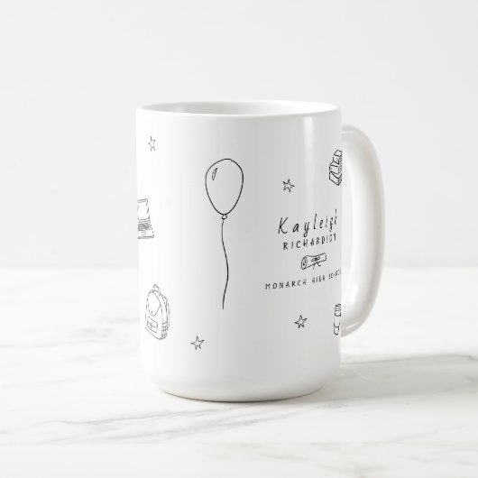 白黒レトロ写真卒業 コーヒーマグカップ (正面右)