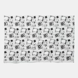 白黒レトロ家庭デザイン キッチンタオル