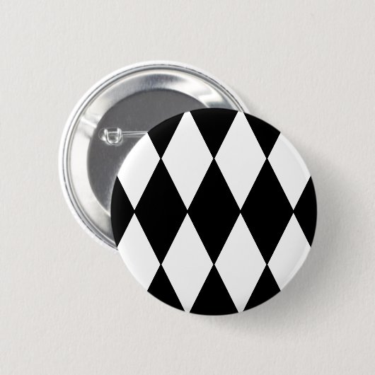 白黒レトロ市松模様に模様 缶バッジ (正面&裏面)