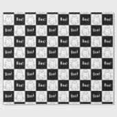 白黒レトロ幽霊包装紙シート ラッピングペーパー (フラット)