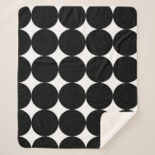 白黒レトロ幾何学円パターン シェルパブランケット (正面)