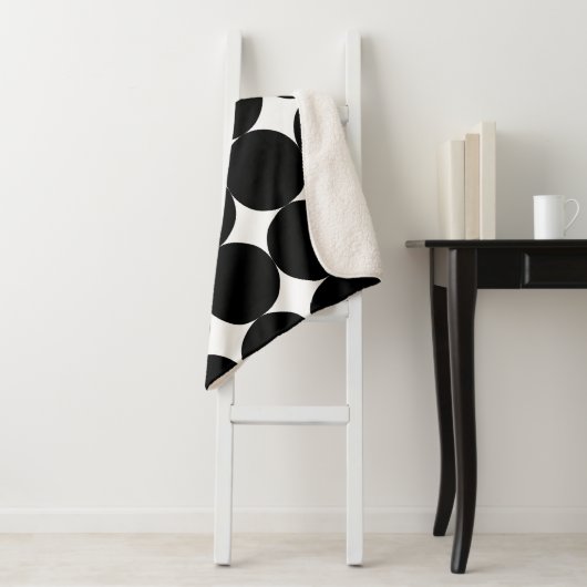 白黒レトロ幾何学円パターン シェルパブランケット (インサイチュ)