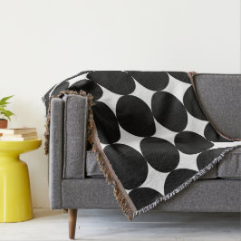 白黒レトロ幾何学円パターン スローブランケット