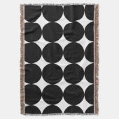 白黒レトロ幾何学円パターン スローブランケット (正面縦)