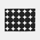白黒レトロ幾何学円パターン フリースブランケット (正面(横))