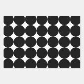 白黒レトロ幾何学円パターン ラッピングペーパーシート (正面2)