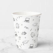 白黒レトロ手描きグラードパーティー 紙コップ (裏面)