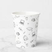 白黒レトロ手描きグラードパーティー 紙コップ (左)