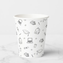 白黒レトロ手描きグラードパーティー 紙コップ