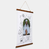 白黒レトロ手描き写真卒業 吊り下げ型タペストリー (傾斜あり)