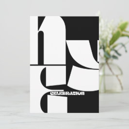 白黒レトロ新年パーティの招待状 招待状