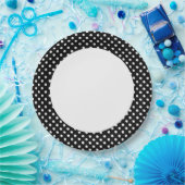 白黒レトロ水玉模様 ペーパープレート (パーティー)