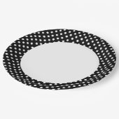 白黒レトロ水玉模様 ペーパープレート (アングル)