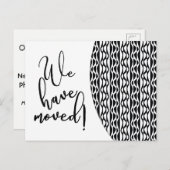 白黒レトロ波形パターン「引っ越しました」 案内ポストカード (正面/裏面)