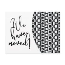白黒レトロ波形パターン「引っ越しました」