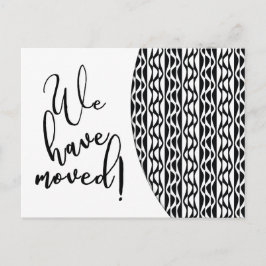 白黒レトロ波形パターン「引っ越しました」 案内ポストカード