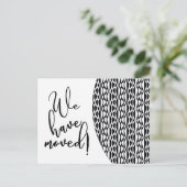 白黒レトロ波形パターン「引っ越しました」 案内ポストカード (スタンド正面)