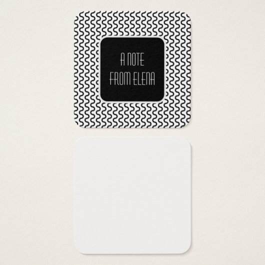 白黒レトロ波模様メッセージのメモ (正面&裏面)