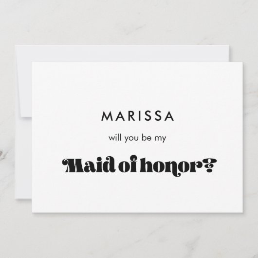 白黒レトロ私のメイド・オブ・オーナー(花嫁付き添い人) 招待状 (正面)