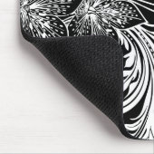 白黒レトロ花と渦巻きデザイン マウスパッド (コーナー)