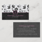 白黒レトロ花柄モノグラーム 名刺 (正面/裏面)