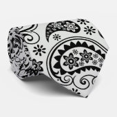 白黒レトロ華美ペイズリーパターン2 ネクタイ (ロール)