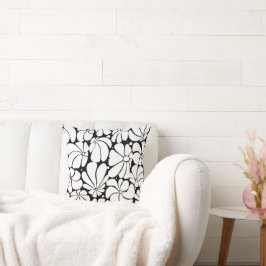 白黒レトロ70sフラワーグラフィックデザイン クッション
