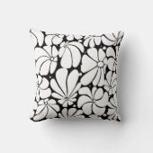 白黒レトロ70sフラワーグラフィックデザイン クッション (正面)