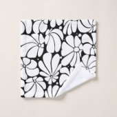 白黒レトロ70sフラワーグラフィックデザイン バスタオルセット (ウォッシュタオル)