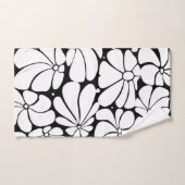 白黒レトロ70sフラワーグラフィックデザイン バスタオルセット (ハンドタオル)