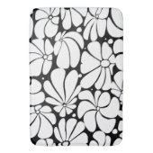 白黒レトロ70sフラワーグラフィックデザイン バスマット (正面縦)