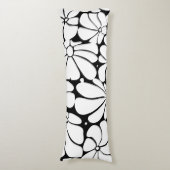 白黒レトロ70sフラワーグラフィックデザイン ボディピロー (正面縦)