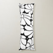 白黒レトロ70sフラワーグラフィックデザイン ボディピロー (裏面 (縦))