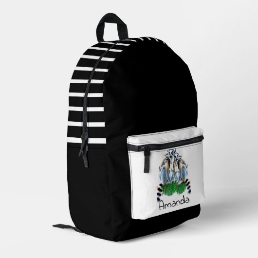 白黒レムルズバックパーソナライズされたパックバッグ プリントバックパック (裏面左端)