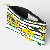 白黒レモンパターンストライプの アクセサリーポーチ (見開き)