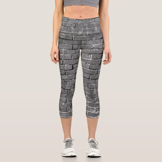 白黒レンガの写真 カプリレギンス (正面)