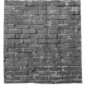 白黒レンガの写真 シャワーカーテン (正面)