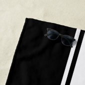 白黒レーシングストライプ金ゴールドプモノグラムのール ビーチタオル (インサイチュ)