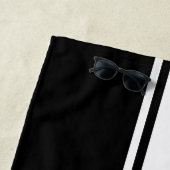 白黒レーシングストライプ金ゴールドプモノグラムのール ビーチタオル (インサイチュ)