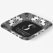 白黒レースのようトバルダマスフラクタルレース ペーパープレート (傾斜あり)