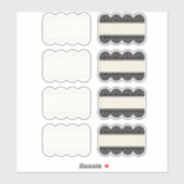 白黒レースのラベル付けステッカーセット シール (シート)