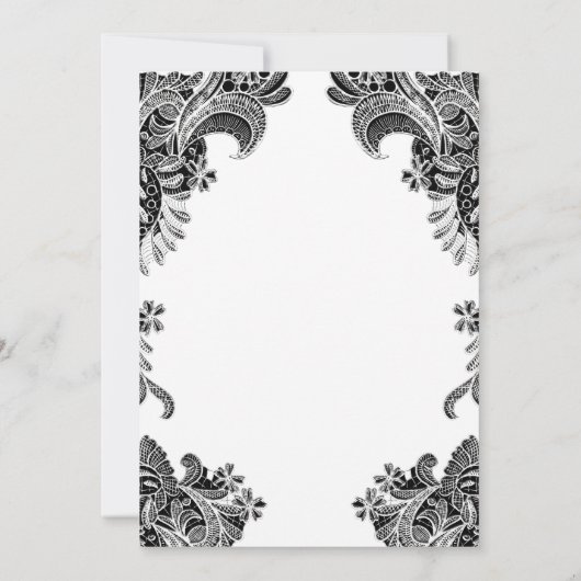 白黒レースの結婚後パーティー 招待状 (裏面)