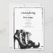 白黒レースアップハイヒールボアバチェロレッテ 招待状 (正面)
