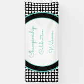 白黒レースイベントウェルカムバナー 横断幕 (縦)