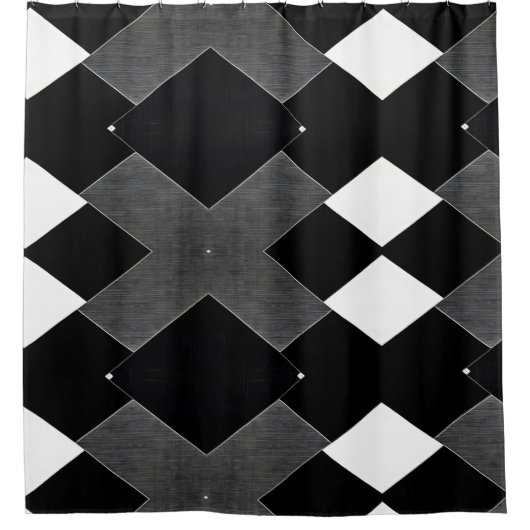 白黒レースパターンのシャワーカーテン シャワーカーテン (正面)