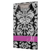 白黒レースパターンカスタムモノグラム クリップボード (左)