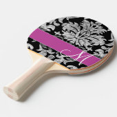 白黒レースパターンカスタムモノグラム 卓球ラケット (正面アングル)