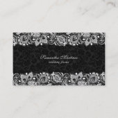 白黒レースフローラダマスクウェディングプランナー 名刺 (正面)